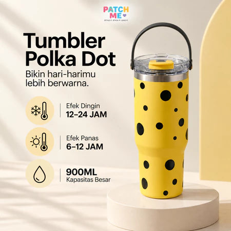 PATCH ME - Tumbler Handle Stainless 900ML Karakter Polkadot