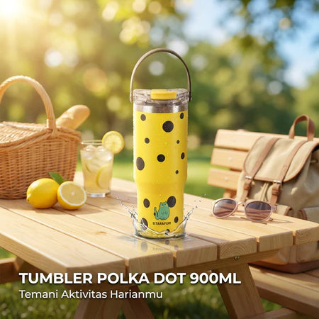 PATCH ME - Tumbler Handle Stainless 900ML Karakter Polkadot
