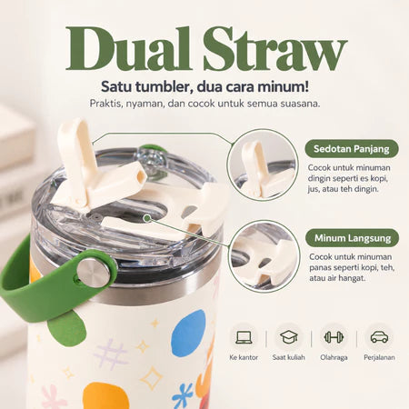 PATCH ME - Tumbler Handle Stainless 900ML Karakter Shiba Playful