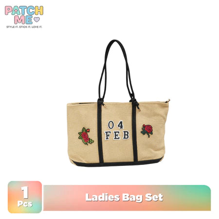 PATCH ME - Tote Bag Canvas Tas Pantai Wanita Aesthetic Custom [Free Topi Pantai]