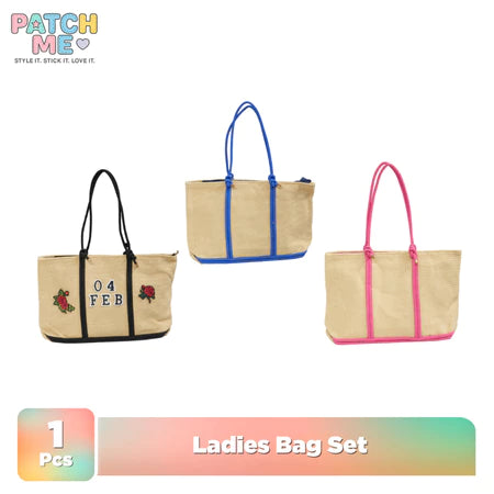 PATCH ME - Tote Bag Canvas Tas Pantai Wanita Aesthetic Custom [Free Topi Pantai]