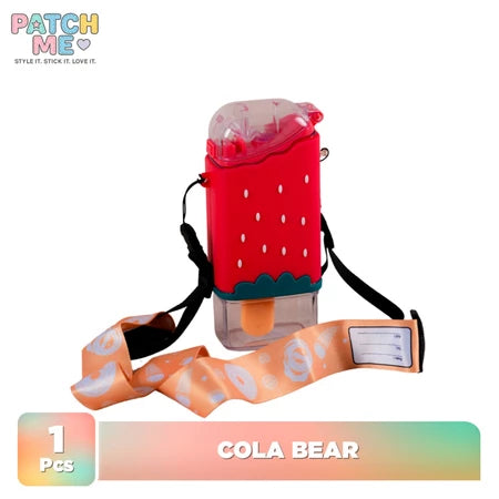 PATCH ME - Botol Minum Anak 300ML Tumbler Karakter Cola Bear Lucu dengan Tali
