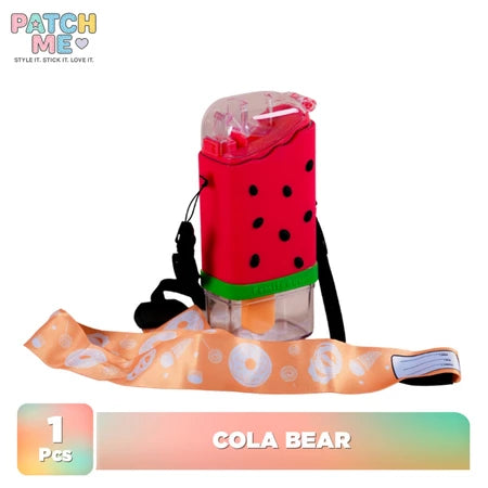 PATCH ME - Botol Minum Anak 300ML Tumbler Karakter Cola Bear Lucu dengan Tali