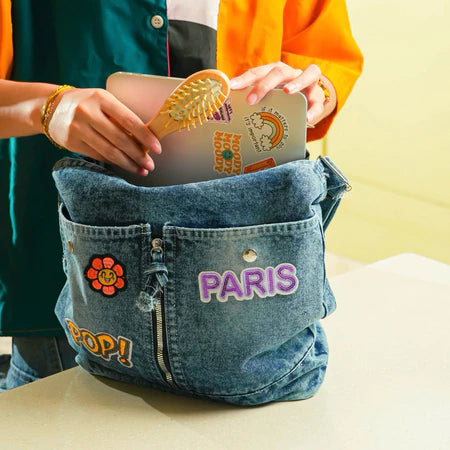 PATCH ME - Tote Bag Denim Jeans Custom Aesthetic [Free Patch]